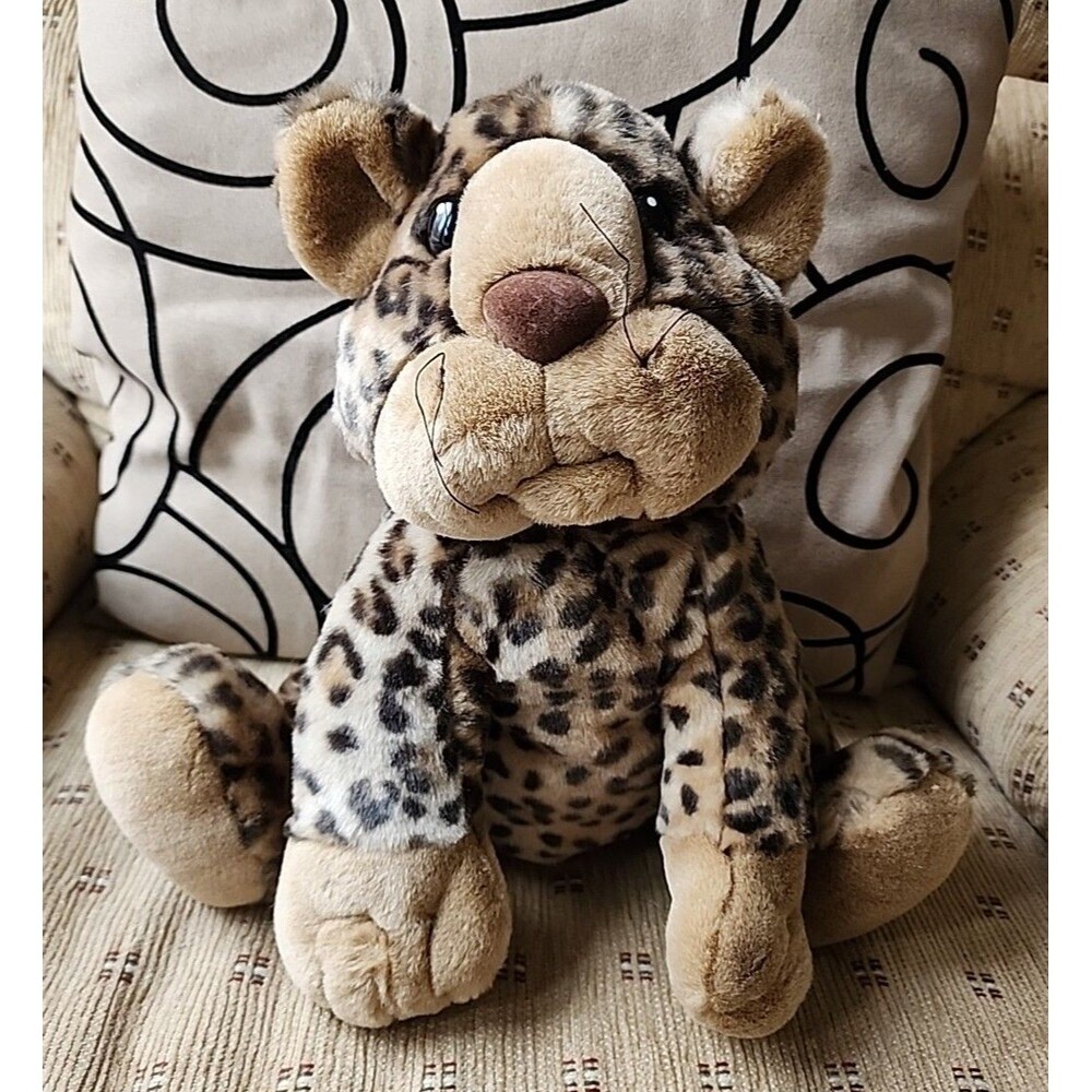 FAO Schwarz Sitting Big Cat Spotted Leopard Plush 12 Inches